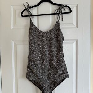 OPEN TO OFFERS!!! Tie-Shoulder Black and Tiny Daisy Print One-Piece Swimsuit
